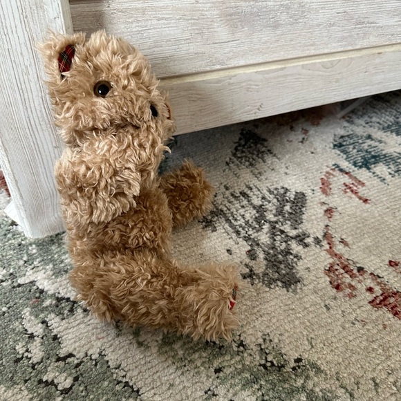 Vintage Shaggy Jointed Brown & Plaid Kiss Blowing Teddy Bear Plush THE CUTEST - Picture 7 of 15